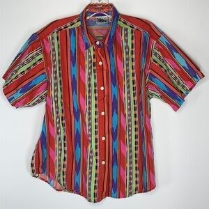 Vintage Sudden Impact Short Sleeve Button Up Shirt Size Medium